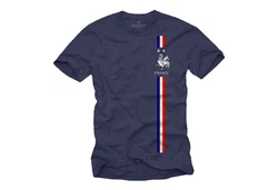 MAKAYA Print-Shirt Herren Fußball Trikot Frankreich Fahne Flagge Dunkelblau/Blau