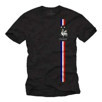MAKAYA Print-Shirt Herren Fußball Trikot Frankreich Fahne Flagge Schwarz/Dunkelblau/Braun MAKAYA Print-Shirt Herren Fußball Trikot Frankreich Fahne Flagge Schwarz/Dunkelblau/Braun