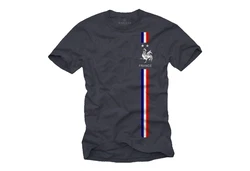 MAKAYA Print-Shirt Herren Fußball Trikot Frankreich Fahne Flagge Dunkelblau/Blau/Grau