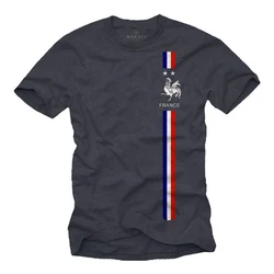 MAKAYA Print-Shirt Herren Fußball Trikot Frankreich Fahne Flagge Dunkelblau/Blau/Grau