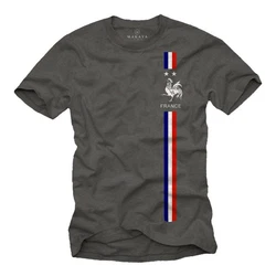 MAKAYA Print-Shirt Herren Fußball Trikot Frankreich Fahne Flagge Dunkelgrün/Grau/Dunkelgrau/Khaki