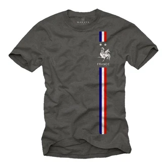 MAKAYA Print-Shirt Herren Fußball Trikot Frankreich Fahne Flagge Dunkelgrün/Grau/Dunkelgrau/Khaki MAKAYA Print-Shirt Herren Fußball Trikot Frankreich Fahne Flagge Dunkelgrün/Grau/Dunkelgrau/Khaki