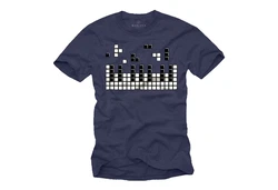 MAKAYA Print-Shirt Herren Piano Gamer Gaming Motiv Klavier Musiker Dunkelblau/Blau