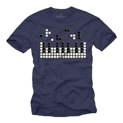 MAKAYA Print-Shirt Herren Piano Gamer Gaming Motiv Klavier Musiker Dunkelblau/Blau