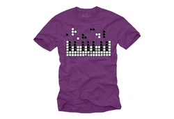MAKAYA Print-Shirt Herren Piano Gamer Gaming Motiv Klavier Musiker Fliederfarben/Lila/Dunkelblau