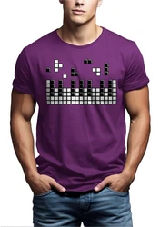 MAKAYA Print-Shirt Herren Piano Gamer Gaming Motiv Klavier Musiker Fliederfarben/Lila/Dunkelblau
