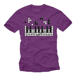 MAKAYA Print-Shirt Herren Piano Gamer Gaming Motiv Klavier Musiker Fliederfarben/Lila/Dunkelblau