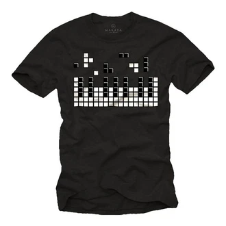 MAKAYA Print-Shirt Herren Piano Gamer Gaming Motiv Klavier Musiker Schwarz MAKAYA Print-Shirt Herren Piano Gamer Gaming Motiv Klavier Musiker Schwarz