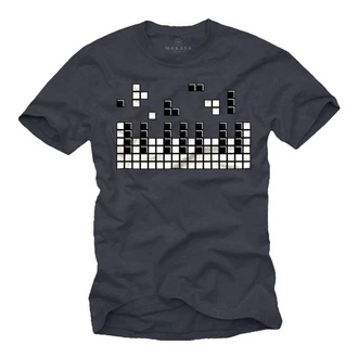 MAKAYA Print-Shirt Herren Piano Gamer Gaming Motiv Klavier Musiker Schwarz/Dunkelgrau/Dunkelblau/Rot MAKAYA Print-Shirt Herren Piano Gamer Gaming Motiv Klavier Musiker Schwarz/Dunkelgrau/Dunkelblau/Rot