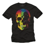 MAKAYA Print-Shirt Herren Disco Skull Totenkopf Blau/Mischfarben/Schwarz/Silber