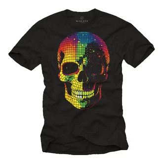 MAKAYA Print-Shirt Herren Disco Skull Totenkopf