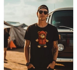 MAKAYA T-Shirt mit Teddy Print (Herren) Braun/Rot