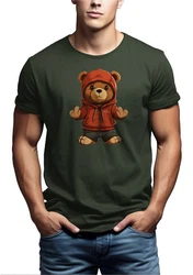 MAKAYA T-Shirt mit Teddy Print (Herren) Dunkelgrün/Braun