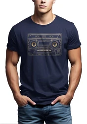 MAKAYA T-Shirt Retro Motiv Kassette Hip Hop Outfits Herren Dunkelblau/Grau/Blau