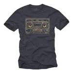 MAKAYA T-Shirt Retro Motiv Kassette Hip Hop Outfits Herren Dunkelblau/Grau/Blau
