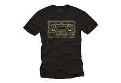 MAKAYA T-Shirt Retro Motiv Kassette Hip Hop Outfits Herren 