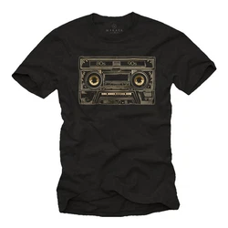 MAKAYA T-Shirt Retro Motiv Kassette Hip Hop Outfits Herren 