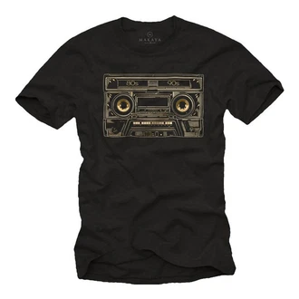 MAKAYA T-Shirt Retro Motiv Kassette Hip Hop Outfits Herren