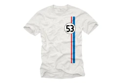MAKAYA Print-Shirt Herren 53 Tuning Motiv Retro Vintage Auto Weiß/Silber/Creme