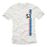 MAKAYA Print-Shirt Herren 53 Tuning Motiv Retro Vintage Auto Weiß/Silber/Creme