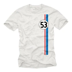MAKAYA Print-Shirt Herren 53 Tuning Motiv Retro Vintage Auto Weiß/Silber/Creme