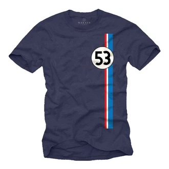 MAKAYA Print-Shirt Herren 53 Tuning Motiv Retro Vintage Auto Blau/Dunkelblau