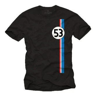 MAKAYA Print-Shirt Herren 53 Tuning Motiv Retro Vintage Auto Schwarz/Braun/Blau