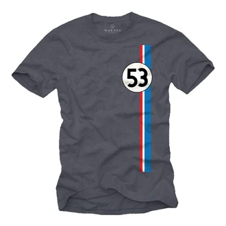 MAKAYA Print-Shirt Herren 53 Tuning Motiv Retro Vintage Auto Blau/Grau/Silber