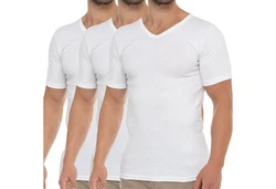 celodoro Kurzarmshirt Herren Business T-Shirt V-Neck Weiß/Creme/Dunkelblau