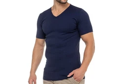 celodoro Kurzarmshirt Herren Business T-Shirt V-Neck Dunkelblau