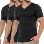 celodoro Kurzarmshirt Herren Business T-Shirt V-Neck Schwarz/Dunkelgrau