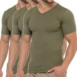 celodoro Kurzarmshirt Herren Business T-Shirt V-Neck Dunkelgrün/Khaki