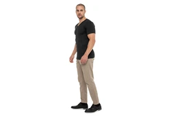 celodoro Kurzarmshirt Herren Business T-Shirt V-Neck Schwarz