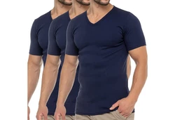celodoro Kurzarmshirt Herren Business T-Shirt V-Neck Dunkelblau