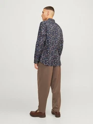 Jack & Jones Langarmhemd JPRBLANORDIC PRINT SHIRT Dunkelblau/Hellblau