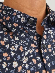 Jack & Jones Langarmhemd JPRBLANORDIC PRINT SHIRT Dunkelblau/Hellblau