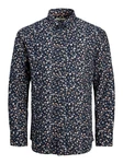 Jack & Jones Langarmhemd JPRBLANORDIC PRINT SHIRT Dunkelblau/Hellblau