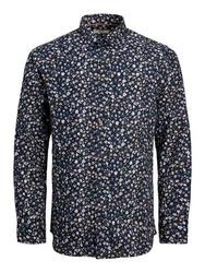 Jack & Jones Langarmhemd JPRBLANORDIC PRINT SHIRT Dunkelblau/Hellblau