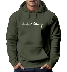 Neverless Hoodie Herren Print Wandern Berge Herzschlag Dunkelgrün