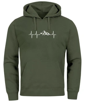Neverless Hoodie Herren Print Wandern Berge Herzschlag