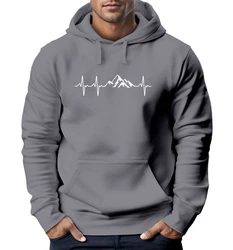 Neverless Hoodie Herren Print Wandern Berge Herzschlag Hellgrau/Dunkelgrau/Grau