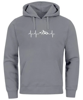 Neverless Hoodie Herren Print Wandern Berge Herzschlag Hellgrau/Dunkelgrau/Grau