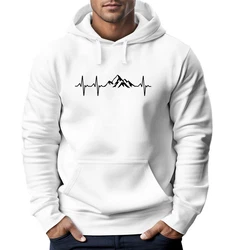 Neverless Hoodie Herren Print Wandern Berge Herzschlag Grau/Weiß/Silber/Creme/Hellgrau