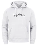 Neverless Hoodie Herren Print Wandern Berge Herzschlag Grau/Weiß/Silber/Creme/Hellgrau