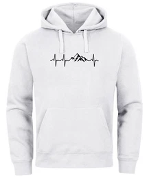 Hoodie Hoodie Herren Print Wandern Berge Herzschlag Outdoor Aufdruck Motiv