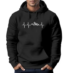 Neverless Hoodie Herren Print Wandern Berge Herzschlag Schwarz/Dunkelgrau