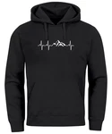 Neverless Hoodie Herren Print Wandern Berge Herzschlag Schwarz/Dunkelgrau