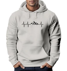 Neverless Hoodie Herren Print Wandern Berge Herzschlag Khaki/Grau/Creme/Beige/Hellgrau/Weiß