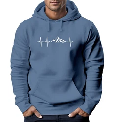 Neverless Hoodie Herren Print Wandern Berge Herzschlag Blau/Hellblau
