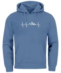 Neverless Hoodie Herren Print Wandern Berge Herzschlag Blau/Hellblau